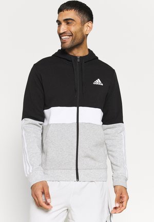 COLORBLOCK FULL ZIP ESSENTIALS - Tröja med dragkedja - black/white
