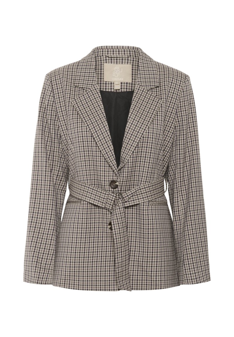 Culture CHECKA BELT - Blazer - brown check/marron - ZALANDO.FR