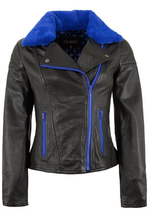 Lederjacken24 Lederjacke - schwarz   blau