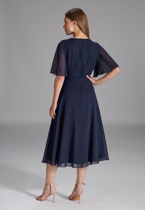 teri jon cocktail dresses Teri Jon by Rickie Freeman Women's Sequined Puff-Sleeve Sheath Dress - Navy main image 0