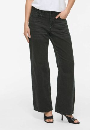 VILA WIDE FIT JEANS VIPALMA MID-WAIST - Wide leg - black denim