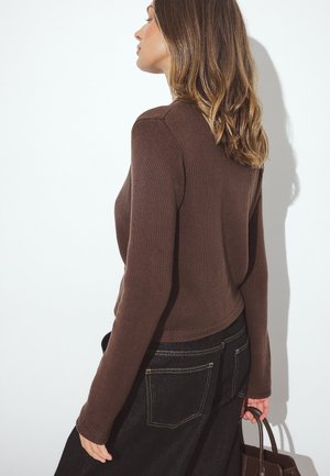 NA-KD, ROUND NECK  - Kardigán - dark brown
