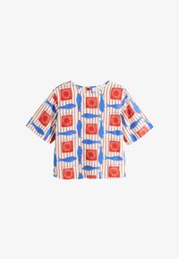 Ikke valgt, red blue stripe fish print