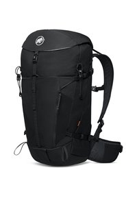 Sac à dos noir au design épuré, fabriqué en tissu durable. Comprend des bretelles réglables, des poches latérales et une ceinture de hanche rembourrée pour plus de confort.