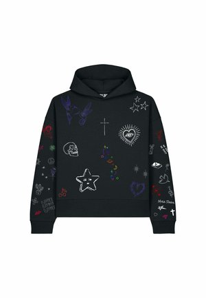Mira Paris, FLASH TATTOO SUPERHEAVY BOXY  - Mikina s kapucňou - black