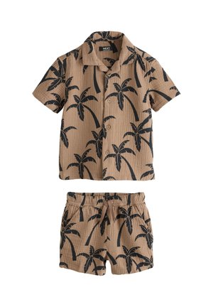 Next REGULAR FIT - SHORT SLEEVE SET - Shorts - brown all over print palm