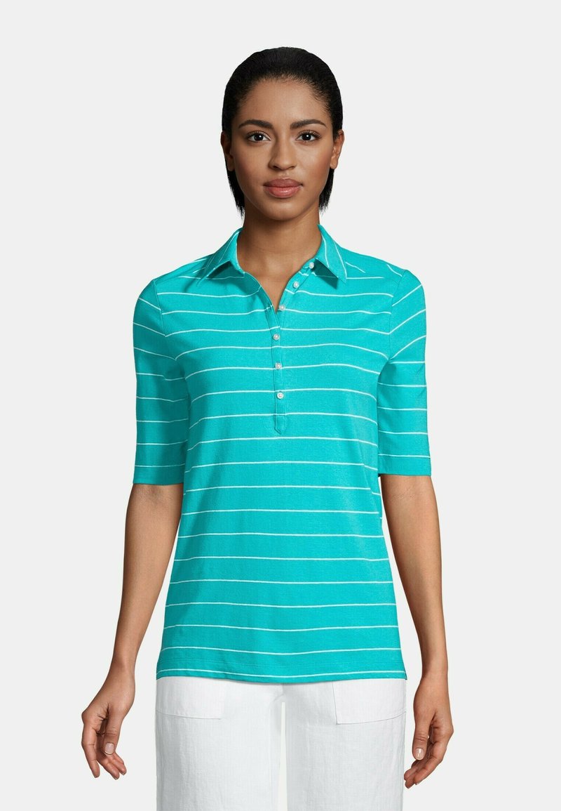 LANDS' END PETITE Polo cool aqua stripe/vert ZALANDO.FR