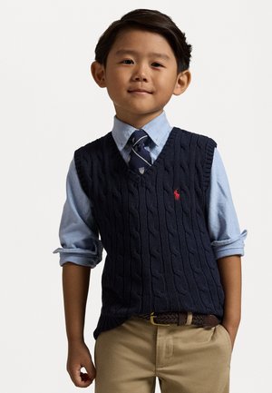 CABLE KNIT COTTON SLEEVELESS JUMPER - Strickpullover - navy