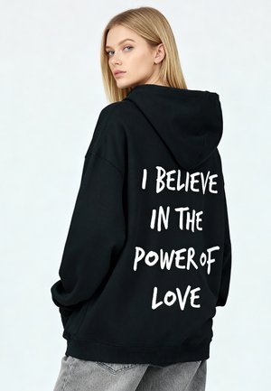 POWER OF LOVE EMBROIDERY HEAVYWEIGHT - Felpa con cappuccio - black