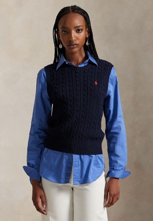 CABLE-KNIT COTTON SWEATER VEST - Strickpullover - hunter navy