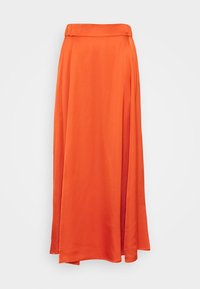 Maxirock in lebhaftem Orange aus glattem, leichtem Stoff. Mit hohem Bund und fließender Silhouette, schlichtes Design.