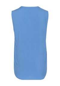 Top senza maniche di colore azzurro chiaro, realizzato in tessuto morbido. Caratterizzato da un collo rotondo e una leggera forma a A, con un design liscio e minimale.