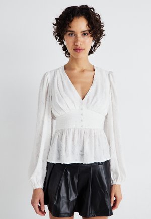 V NECK BLOUSE - Bluse - cream