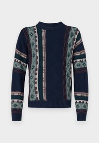 Boxy Pattern Crew Sweater - Jumper - dark blue