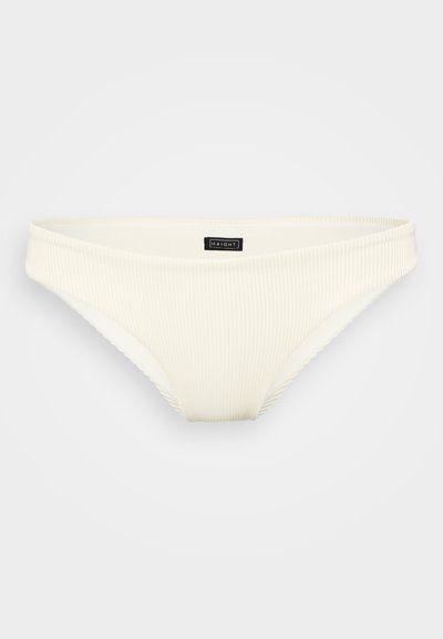 Bikini bottom avorio a coste con una vita ampia, texture liscia e una piccola etichetta nera del marchio sul lato anteriore.