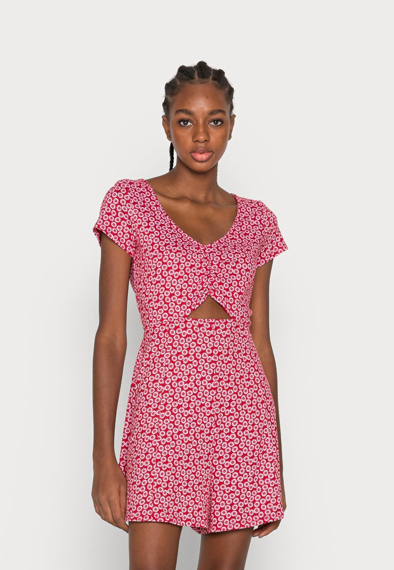 Hollister Co. CUTOUT ROMPER - Vestido de malha - red floral