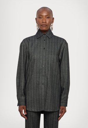STRIPED OVERSHIRT - Button-down blouse - grey