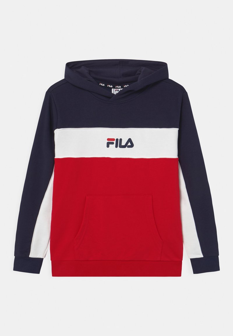 Felpa con cappuccio caratterizzata da blocchi di colore blu navy, bianco e rosso. Realizzata in cotone, con tasca frontale e logo ricamato sul petto.