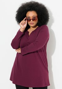 Ulla Popken NOTCH NECKLINE  - Top s dlouhým rukávem - dark claret