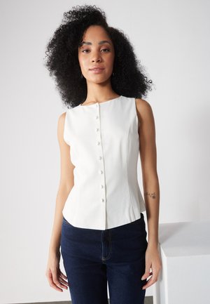 LINEN MIX BLEND TOP - Top - cloud dancer