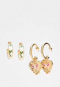 Stradivarius SET OF 2 PAIRS OF PAINTED HEART - Ohrringe - gold coloured