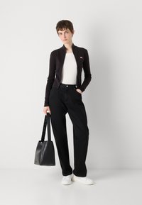 Tommy Jeans ZIP HIGH NECK CARDIGAN - Cardigan - black