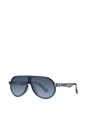 Transparent dark gray aviator sunglasses with gradient lenses and a curved bridge, shown against a white background.