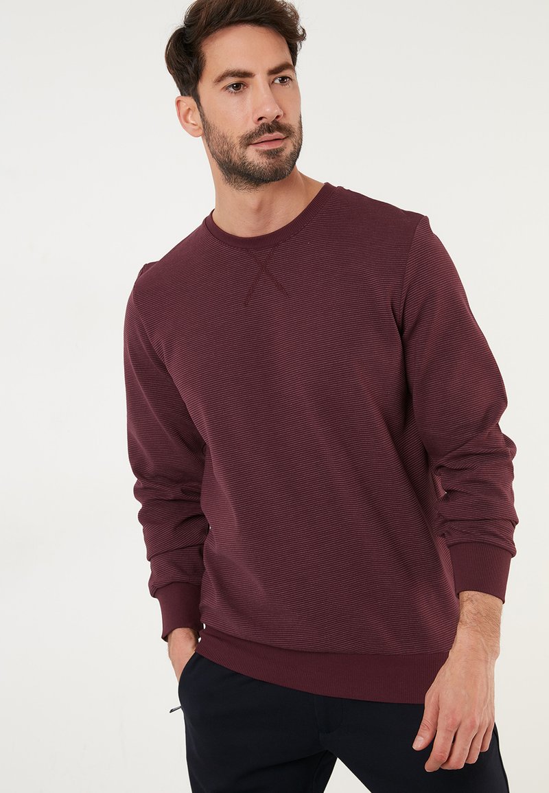 Buratti CREW NECK STRIPED - Felpa - maroon