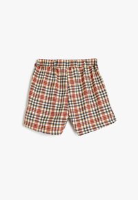 Geruite shorts van zachte stof, met een ruitpatroon in rood, blauw en geel, een elastische tailleband en een relaxte pasvorm.