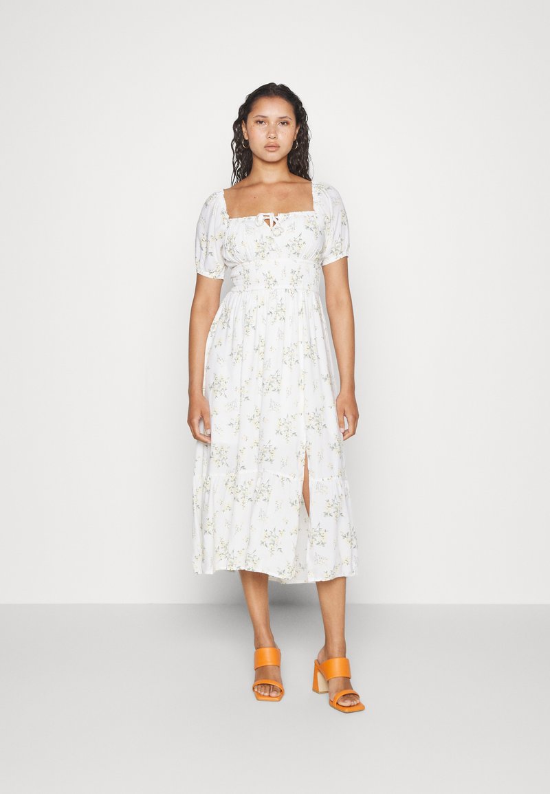 floral midi dress white