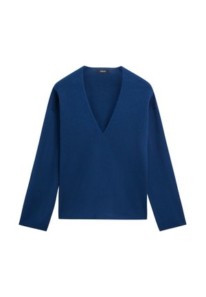 Massimo Dutti, STRIPED V-NECK KNIT SWEATER - Maglione - dark blue