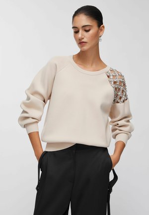 WITH JEWEL EMBROIDERY - Felpa - beige