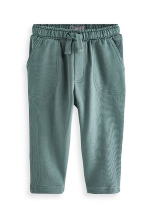 Pantalon vert doux pour tout-petit avec taille élastique, cordon de serrage, deux poches à l'avant et coupe droite, présenté sur un fond blanc.