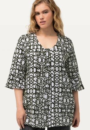 Ulla Popken GEOMETRIC PRINT TRUMPET SLEEVE - Longsleeve - black