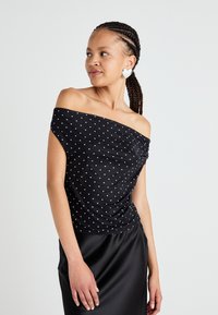 Gina Tricot - HALTERNECK - Marškinėliai su spaudiniu - white/black Miniatiūros vaizdas 1