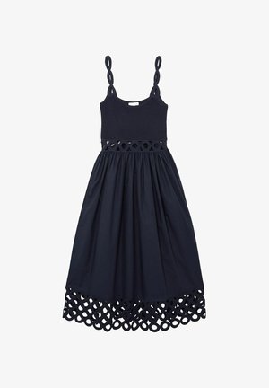 Reiss, REGULAR FIT - RITA RIB-KNIT WOVEN MIX CUT-OUT MIDI DRESS . - Nappali ruha - navy