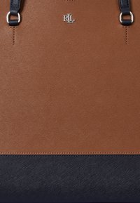 Lauren Ralph Lauren CROSSHATCH LEATHER LARGE KARLY TOTE BAG - Shopping bag - brown/navy