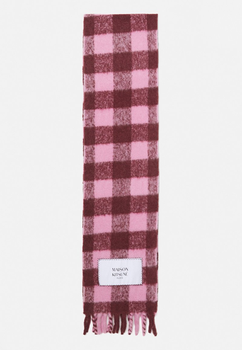 Maison Kitsuné CHECK BRUSHED SCARF - Šál - pink/redstar