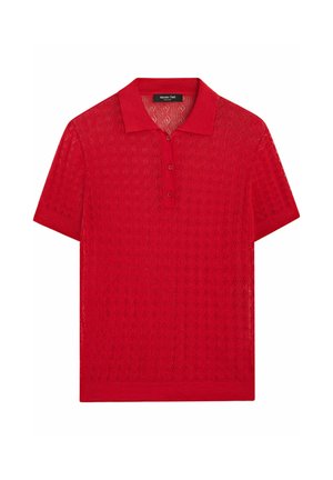 Massimo Dutti, OPEN-KNIT POLO SWEATER - Poloshirts - red