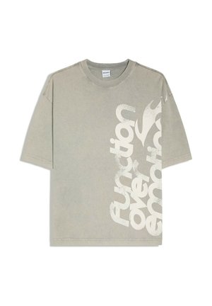 Bershka, BOXY FIT WASHED - T-SHIRT - T-shirt imprimé - grey