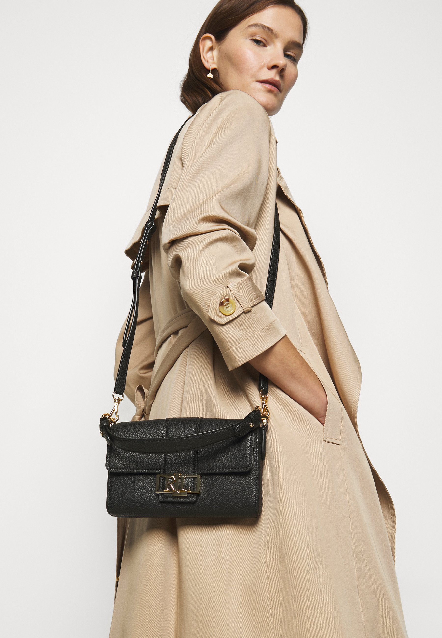 Lauren Ralph Lauren LEATHER SPENCER SHOULDER BAG - Bolso de mano - black/negro -