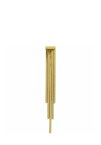 Goldener Haarschmuck aus Metall mit mehreren langen, strukturierten Strängen, die auf einem rechteckigen Oberteil montiert sind.