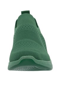 Scarpa verde slip-on con tomaia in maglia testurizzata, suola flessibile e linguetta posterior per una facile calzata.