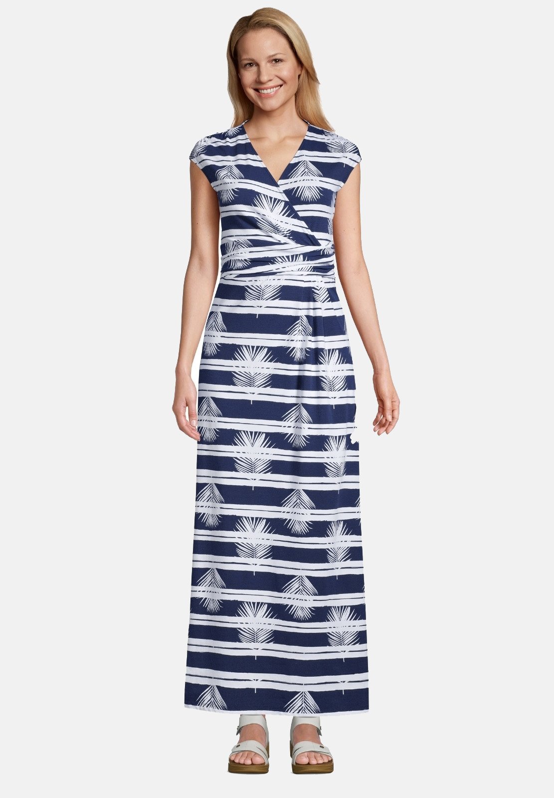 Maxi dress - deep sea navy palm stripe 