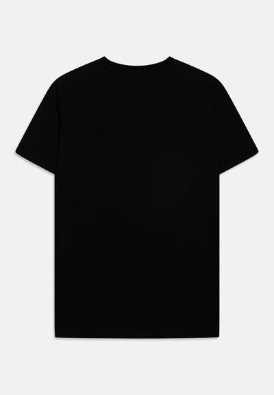 Μαύρη κοντομάνικη μπλούζα φτιαγμένη από βαμβάκι. Διαθέτει στρογγυλή λαιμόκοψη και λεία, απαλή υφή. Χωρίς εκτυπώσεις ή λογότυπα ορατά στην πλάτη.