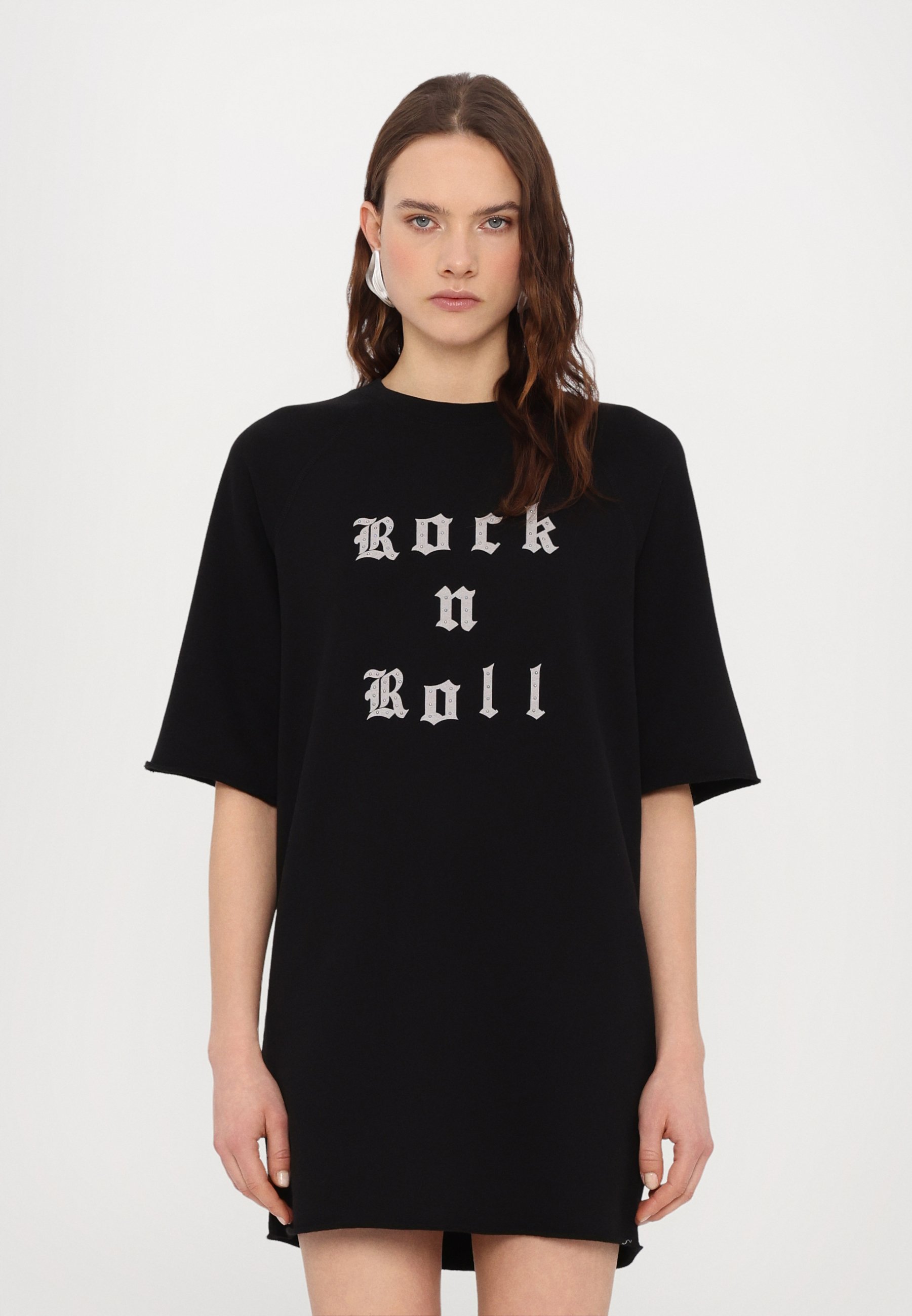 Clothing Robe T Shirt Rock Rock N Roll Washed T-Shirt Dress Charcoal Fashion  Nova