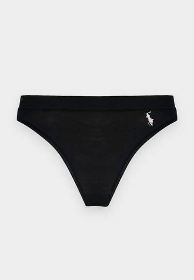 Μαύρα προσαρμοσμένα σλιπ μπικίνι με ελαστική ζώνη μέσης και λευκό λογότυπο Polo Ralph Lauren κεντημένο στην αριστερή πλευρά του ισχίου.