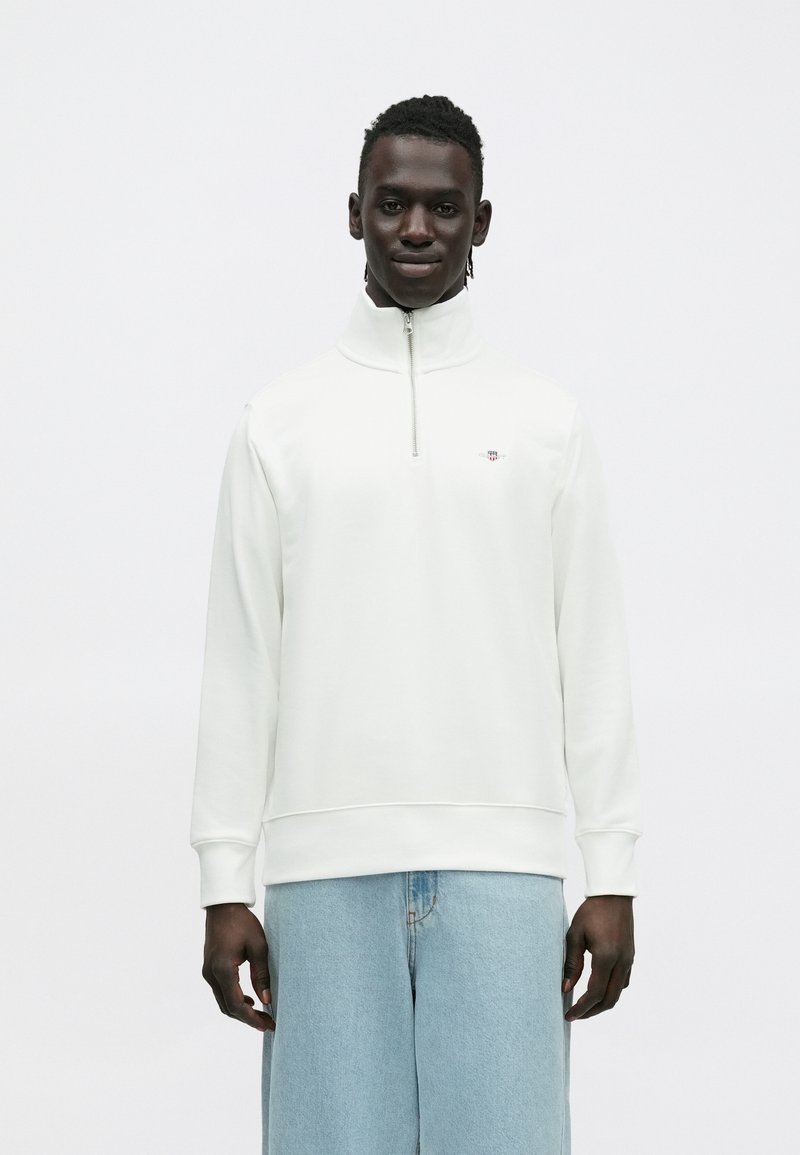 GANT REG SHIELD HALF ZIP - Mikina - eggshell