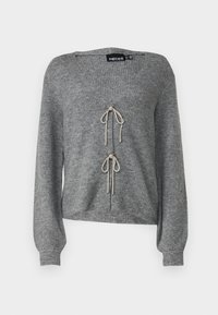 PCANNA GLITTER BOW V-NECK CARDIGAN - Cardigan - grey