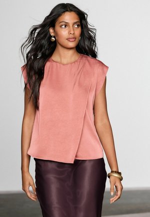 Next REGULAR FIT - SHORT SLEEVE CRINKLE ASYMMETRIC - Blouse - rose gold
